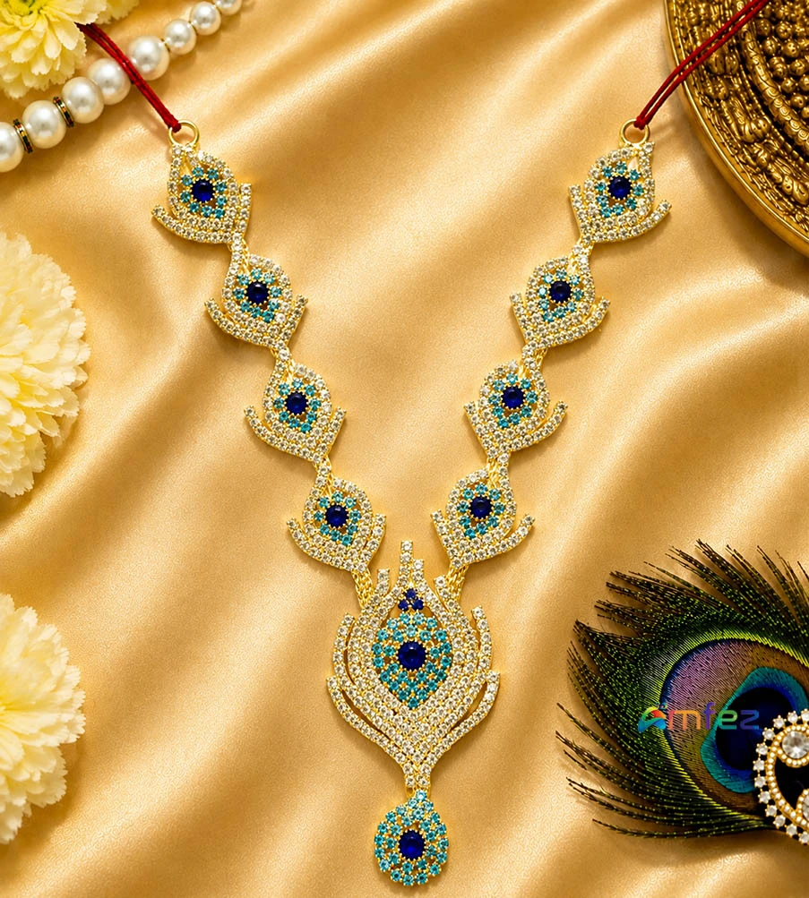 Beautiful Blue Peacock CZ Stone Work Necklace ( 5.5 Inch )
