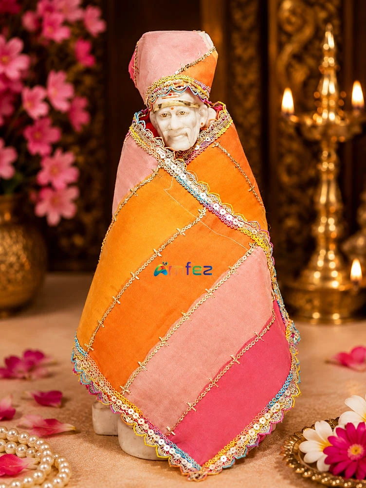 Amfez Multi Embroidery Lace Work Sai Baba Dress