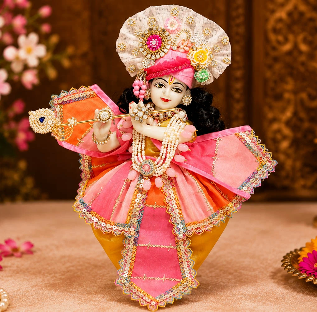 Amfez Multi Embroidery Lace Work Krishna Dress