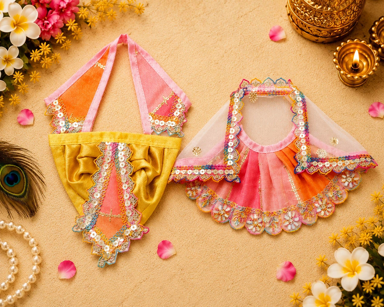 Amfez Multi Embroidery Lace Work Laxmi Ganesh Dress