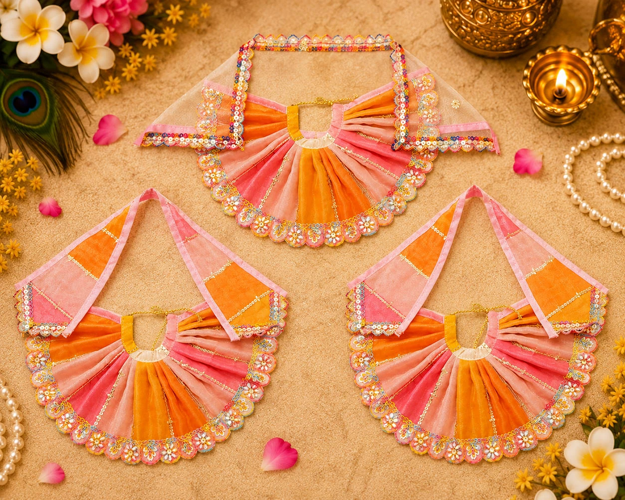 Amfez Multi Embroidery Lace Work Jagannath Ji Dress