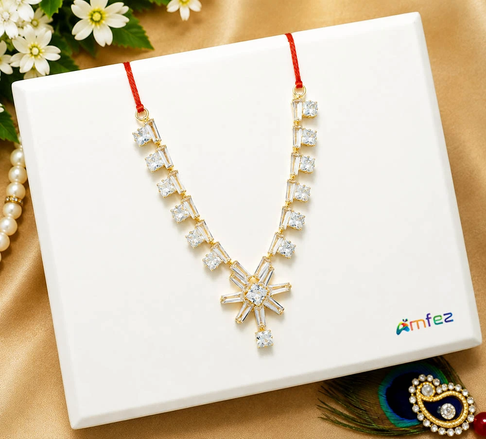 Beautiful White AD Stone Work Necklace ( 2.5 & 3 Inch )