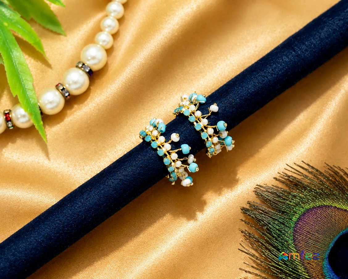 SkyBlue Stone Pearl Beads Drops Bracelets/ Anklets ( 4 or 5 No )