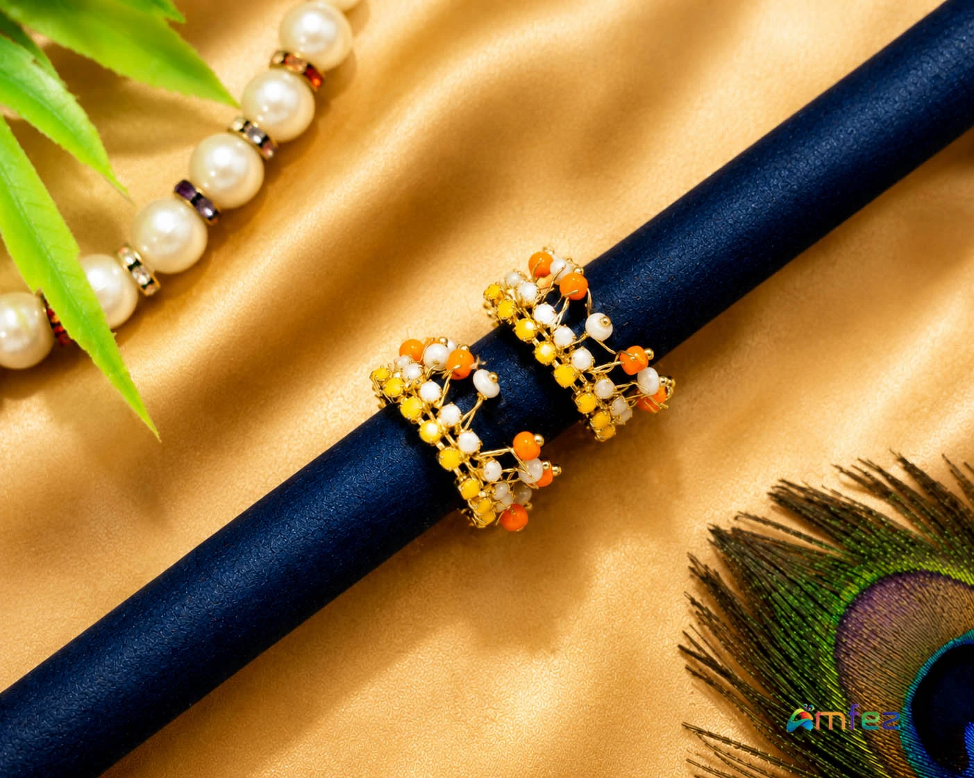 Orange Stone Pearl Beads Drops Bracelets/ Anklets ( 4 or 5 No )