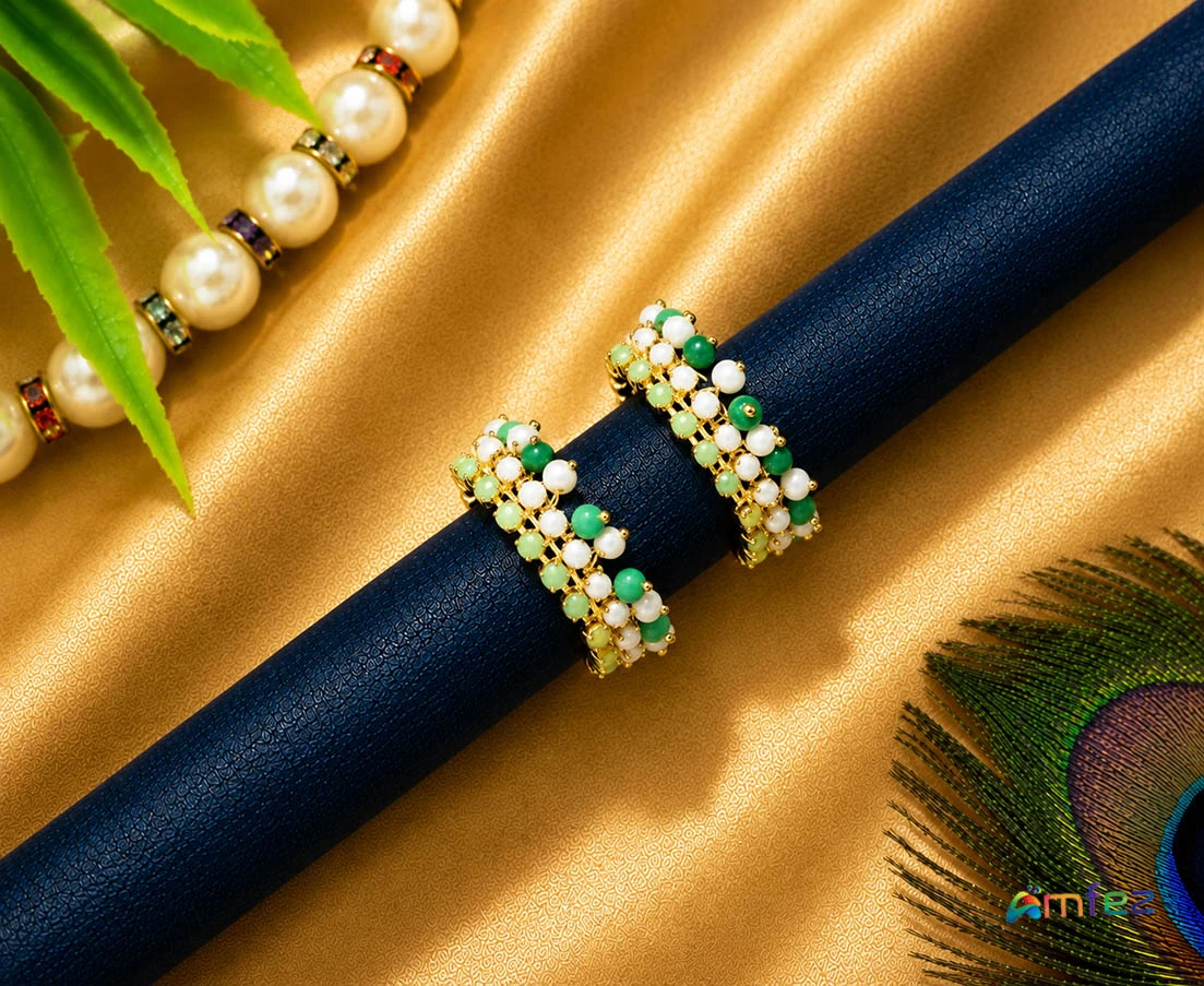 Green Stone Pearl Beads Drops Bracelets/ Anklets ( 4 or 5 No )