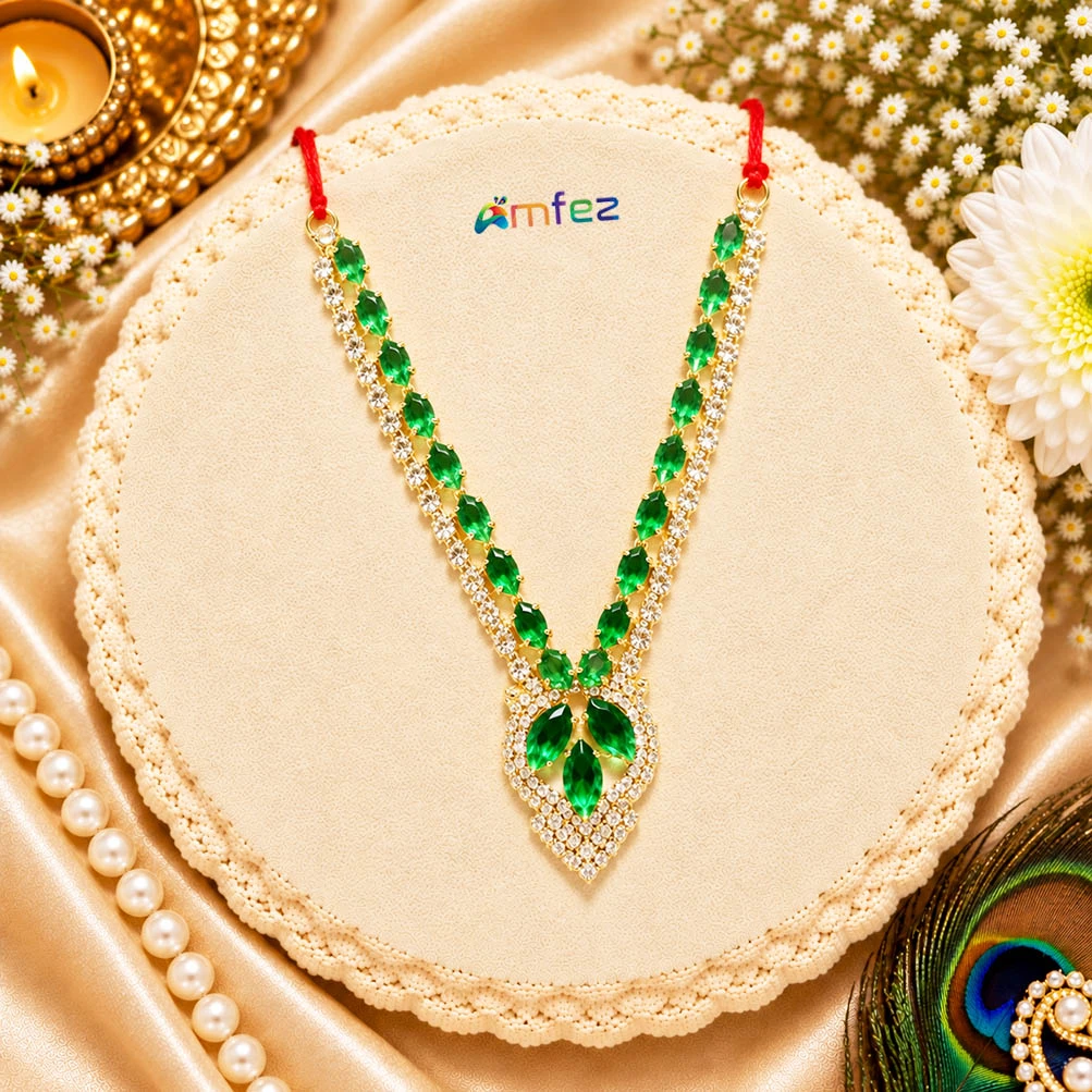 Golden Green CZ Stone Work Necklace