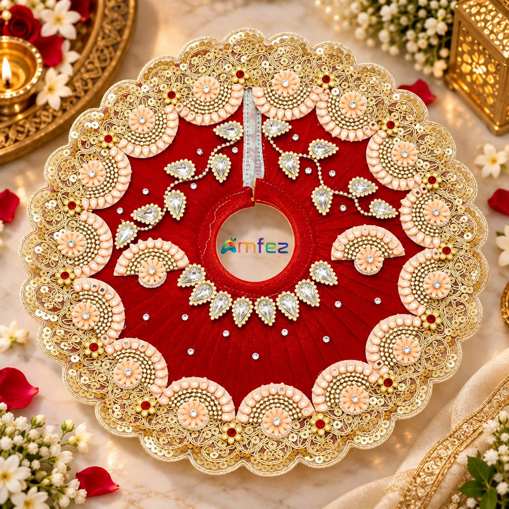 Red Glitter Printed Work Shagun Envelope
