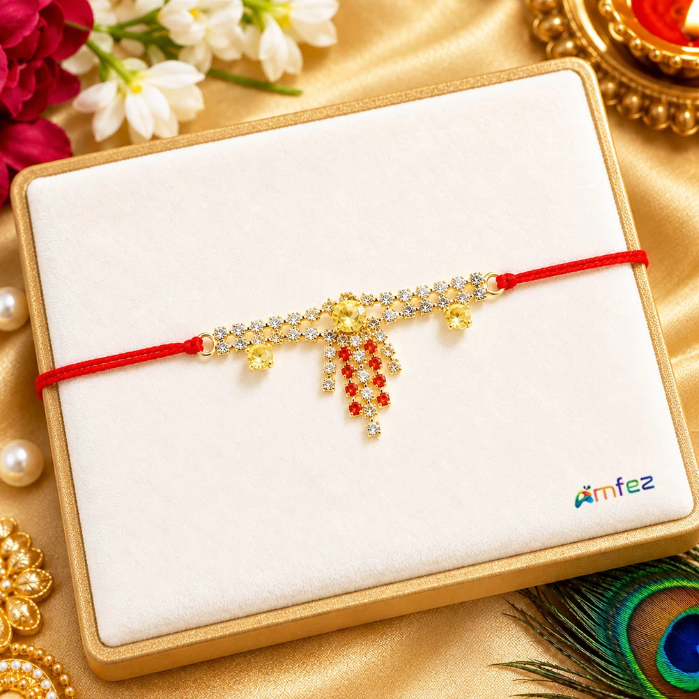 Red & White Stone Work Belt ( 2 Inch )