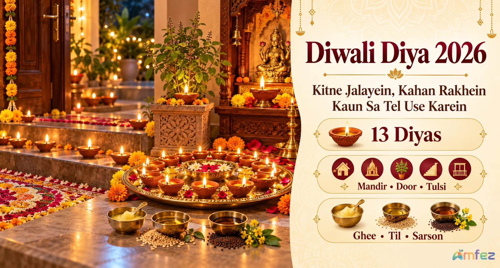 Diwali Diya 2026 — Kitne Jalayein, Kahan Rakhein aur Kaun Sa Tel Use Karein