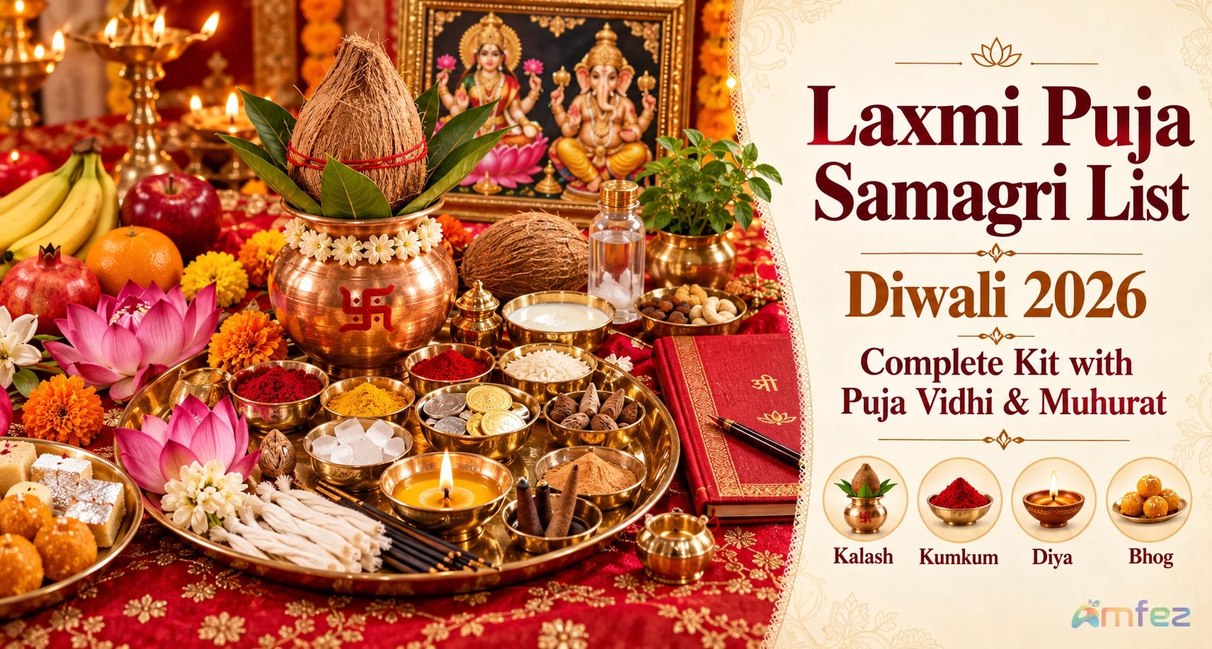 Laxmi Puja Samagri List for Diwali 2026 — Complete Kit with Puja Vidhi & Muhurat