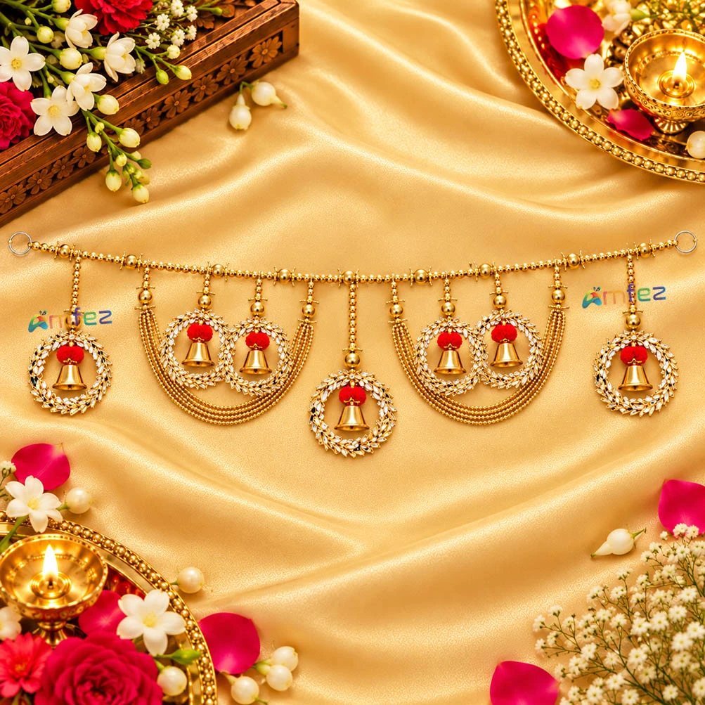 Elegant Golden Pearl Beads Work Bhandhanwar ( Length : 36 Inch )