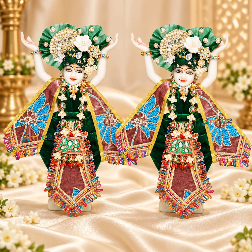 Amfez Gajri Green Shaneel Embroidery Lace Work Gaur Nitai Dress
