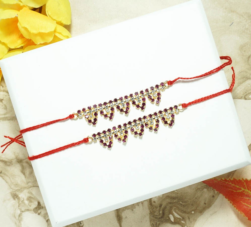 A Pair of Pink Stone Work Belt/ Anklets