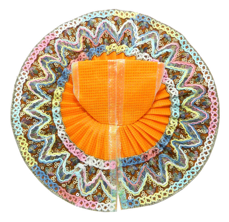 Orange Multi Embroidery Lace Work Dress