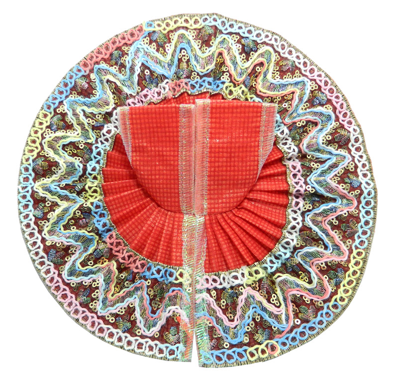 Red Multi Embroidery Lace Work Dress