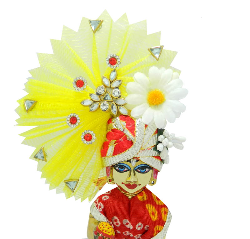 Red & Yellow Stone Patch Work Pagdi