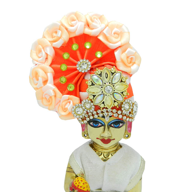 Orange Stone Patch Flower Work Pagdi