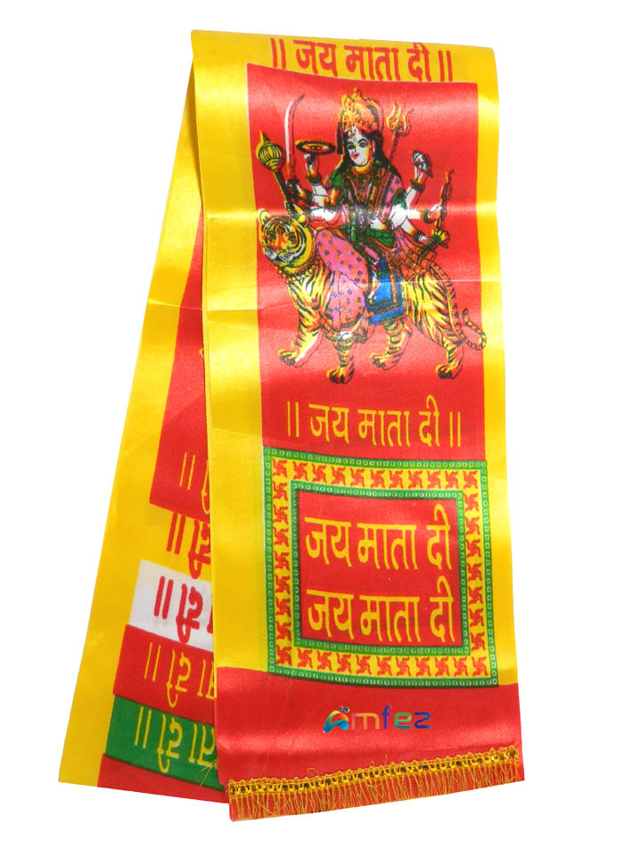 A Pack of 6 Red Printed Patka ( Length : 60 Inch )