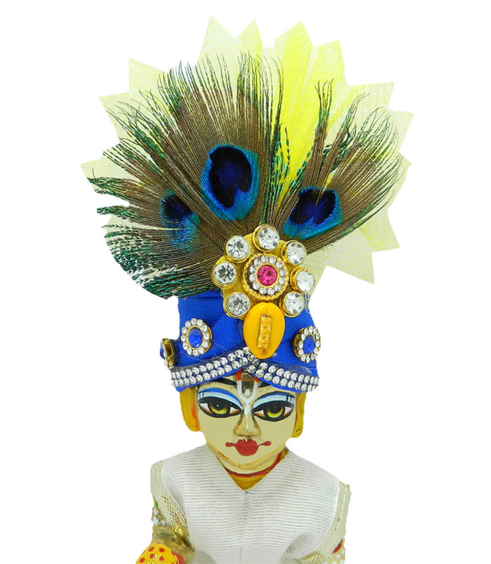 Blue Peacock Feather Stone Patch Work Pagdi