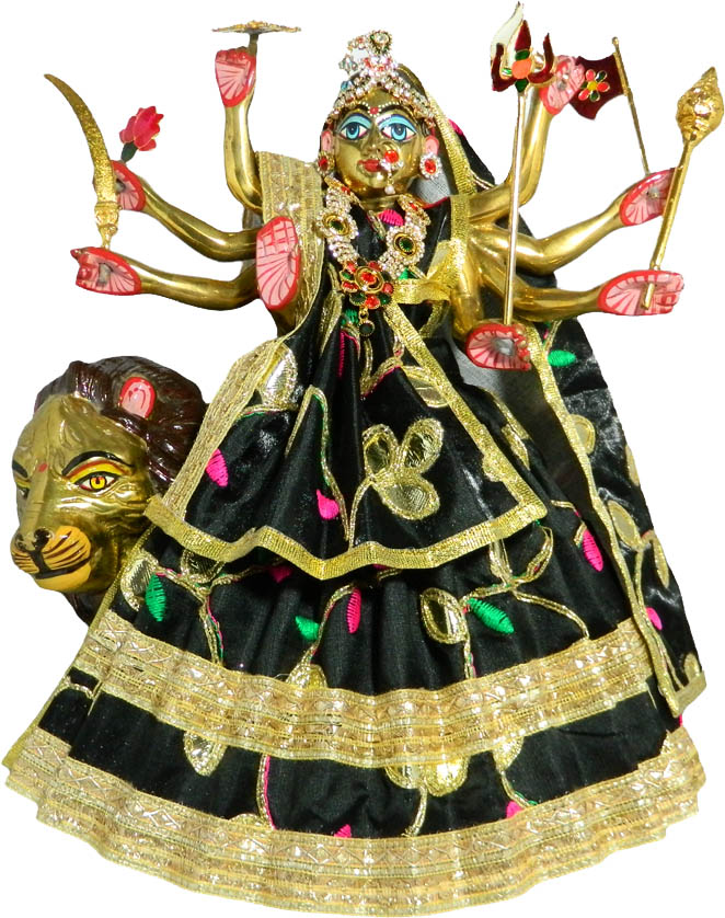 Black Golden Embroidery Lace Work Durga Ji Dress