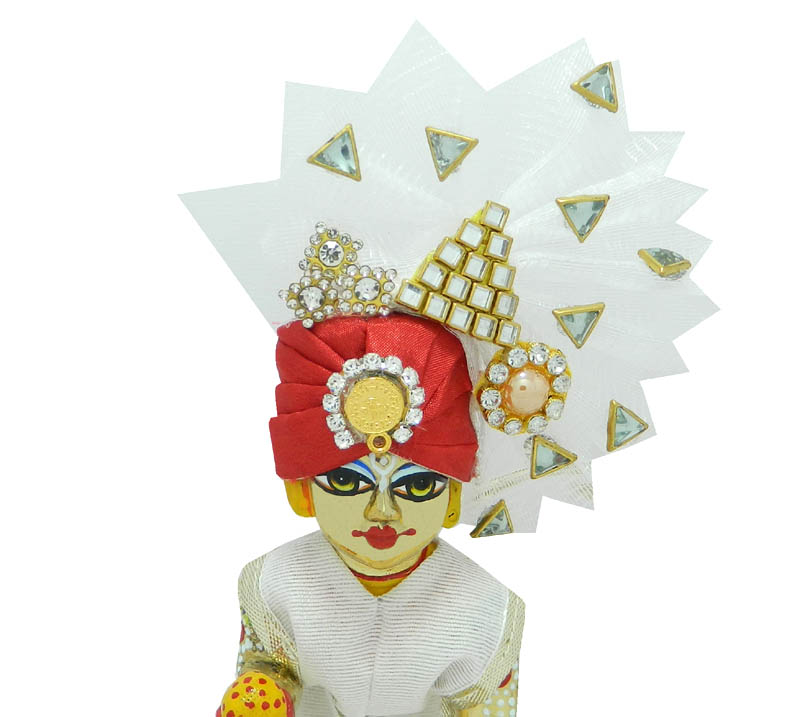 Red & White Stone Patch Work Pagdi