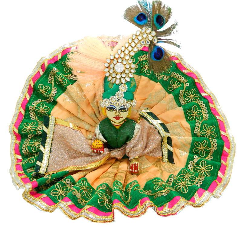 Peach Green Embroidery Lace Work Dress