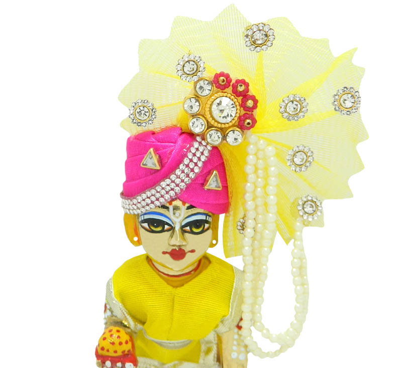 Rani Yellow Frill Stone Patch Work Pagdi