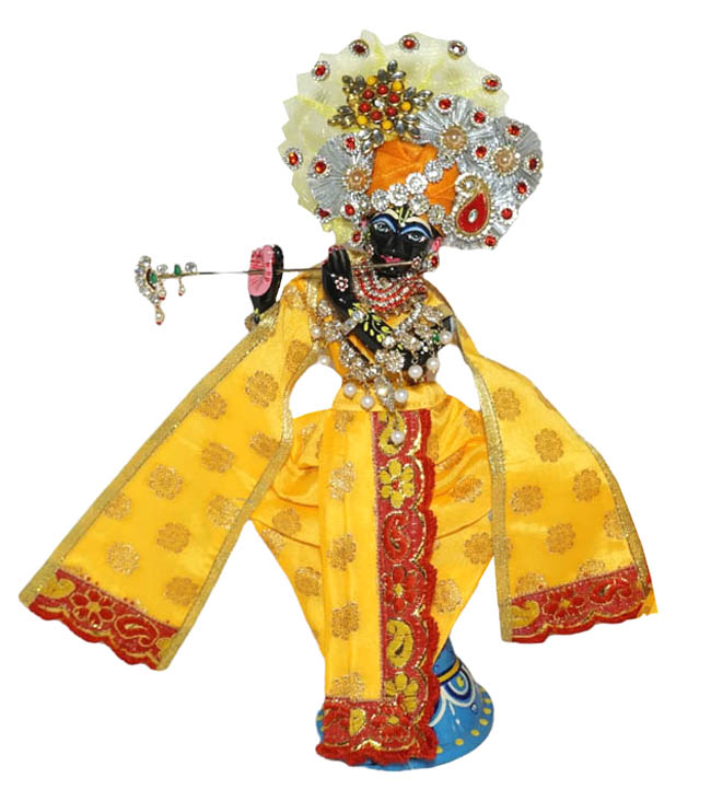 Amfez Yellow Red Lace Work Krishna Dress