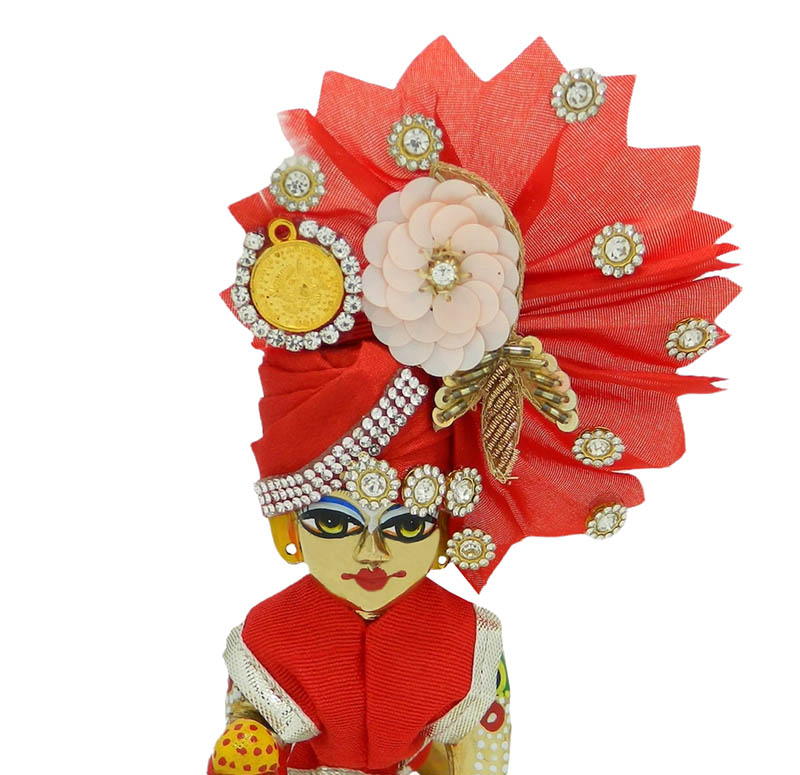 Red Stone Patch Work Pagdi