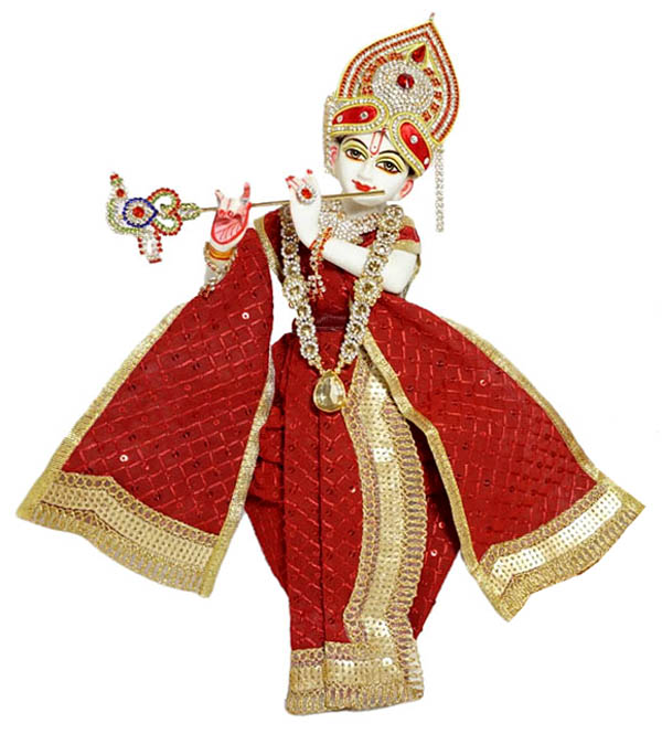 Amfez Maroon Golden Lace Krishna Dress