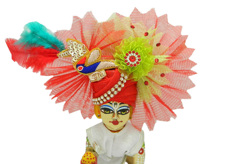 Designer Red Stone Patch Flower Work Pagdi