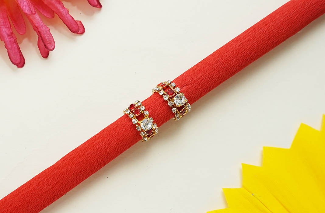White & Red Stone Work Bracelets
