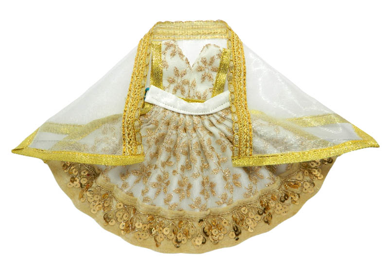 Amfez Golden Embroidery Lace Work Durga Ji Dress