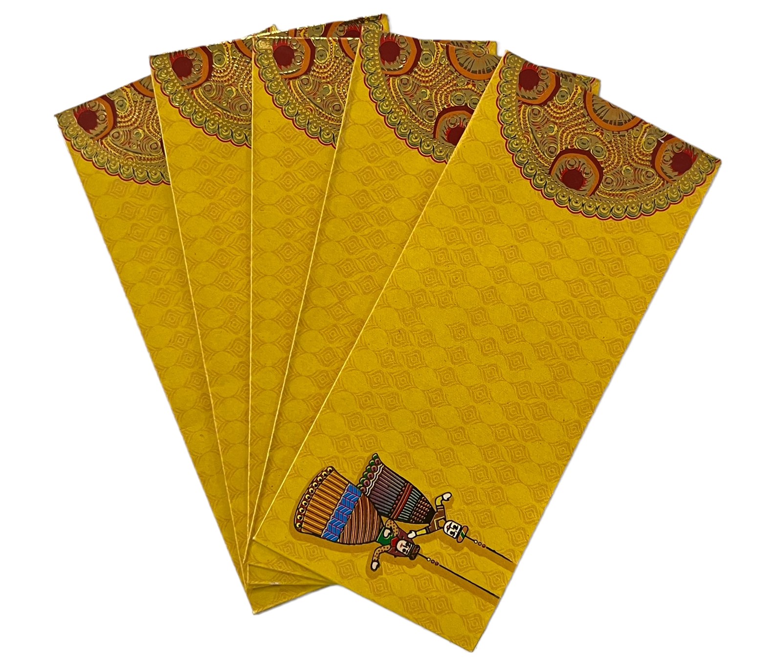 Yellow Glitter Printed Work Shagun Envelope