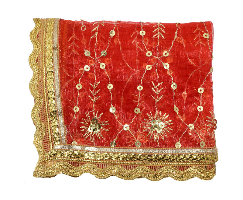 Amfez Red Golden Lace Work Mata Ki Chunari
