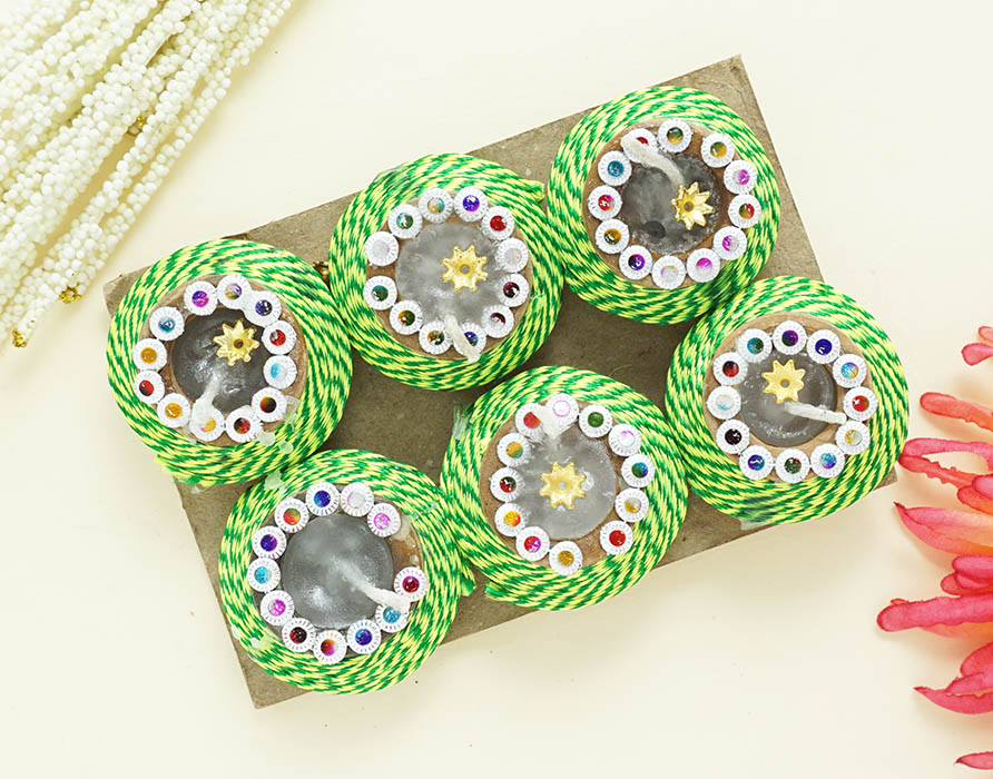 Multi Pot Shape Wax Candle ( pack of 6)