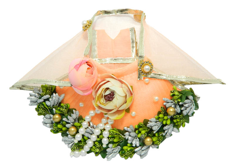 Peach Flower Buds Designer Durga Ji Dress