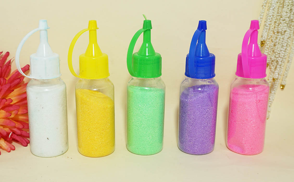 A pack of 5 Multi Color Rangoli Powder