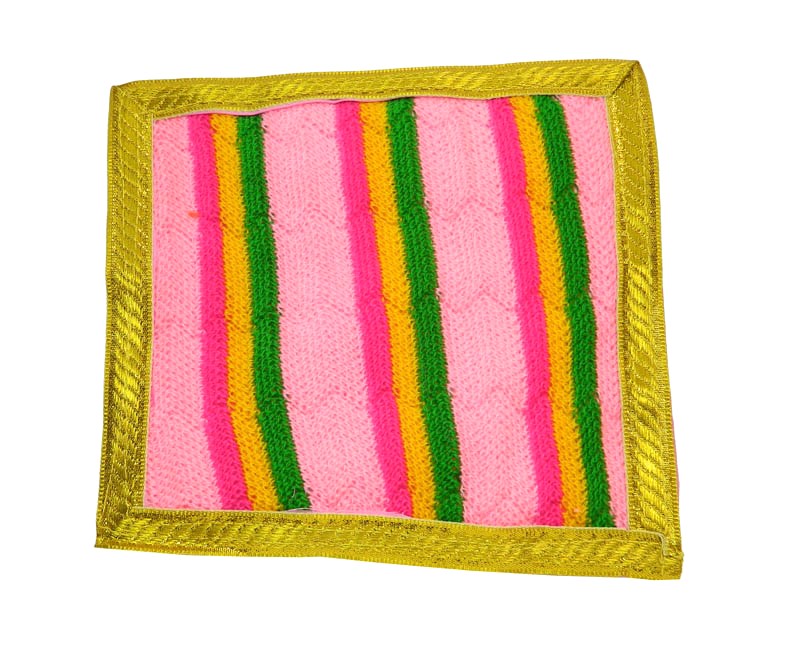 Pink Multi Combination Golden Lace Work Blanket