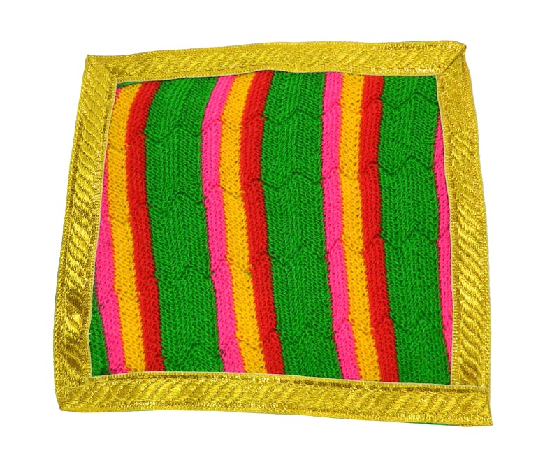 Green Multi Combination Golden Lace Work Blanket