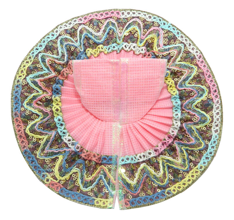 Pink Cotton Multi Sitara Lace Work Dress