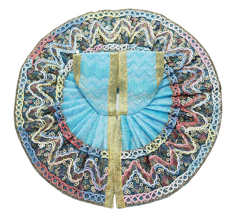 Sky Blue Cotton Multi Sitara Lace Work Dress