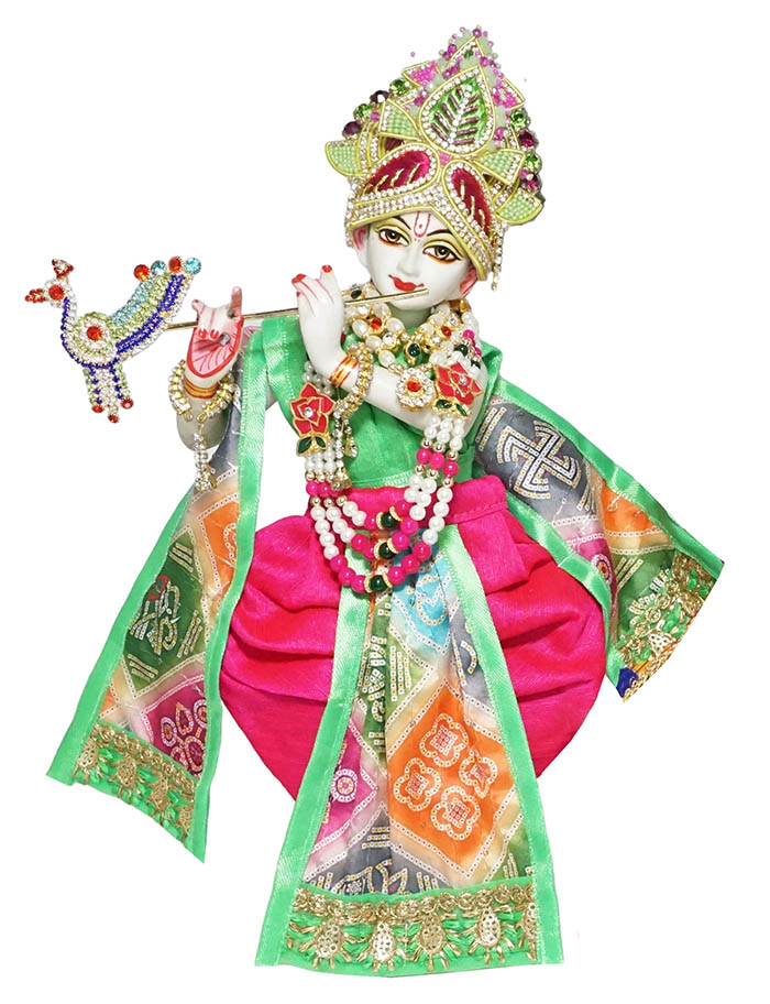 Amfez Multi Digital Printed Embroidery Lace Krishna Dress