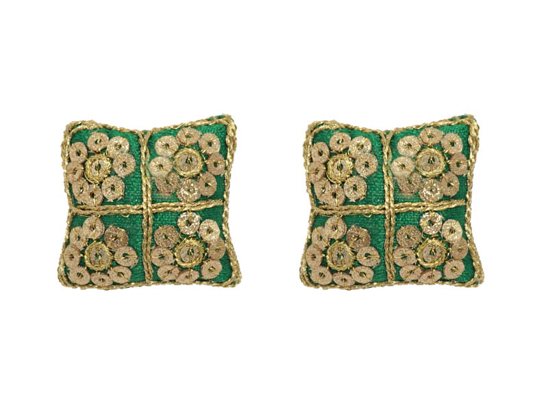 A Set of Two Green Machine Work Cushions