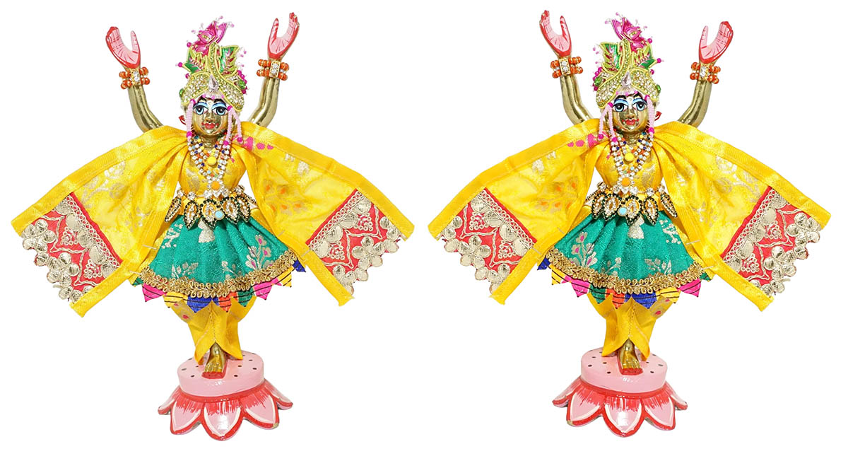 Yellow Sea Green Embroidery Lace Work Gaura Nitai Dress