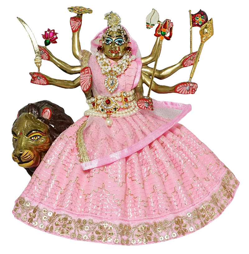 Amfez Baby Pink Embroidery Golden Lace Durga ji Dress
