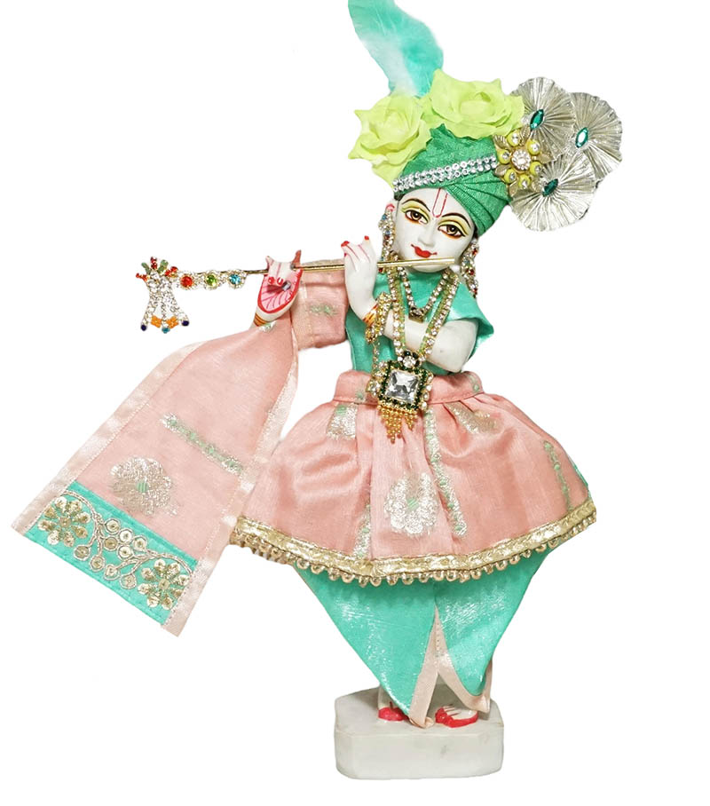 Amfez Gajri & Sea Green Embroidery Lace Work Krishna Dress