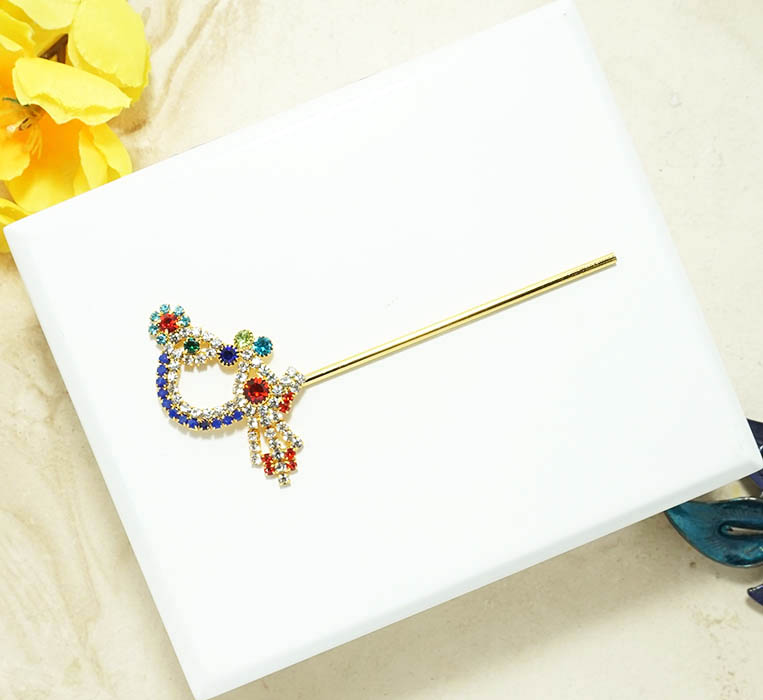 Multi Stone Work Peacock Flute (3 Inch )