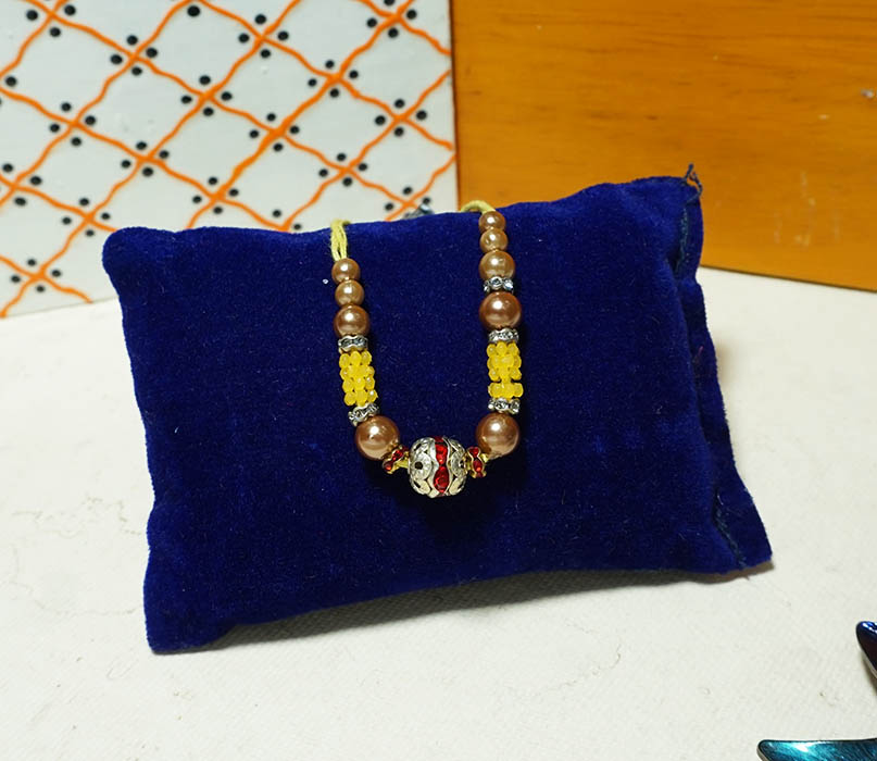 Golden Yellow Pearl Beads Necklace/ Mala ( 1.5 Inch )