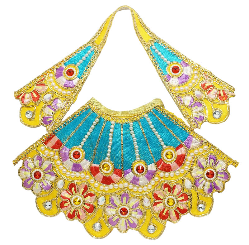 Sky Blue Machine Embroidery Work Lehnga Patka